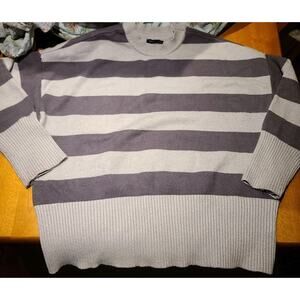 Kendall & Kylie Sweater Women’s XS/S Grey Black Striped Knit Crewneck Oversized